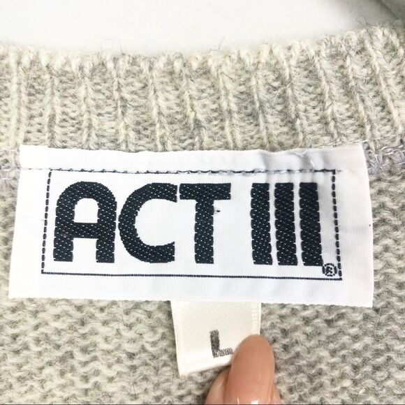 ACT III | Vintage Wool Argyle Cardigan Sweater L - Picture 6 of 10